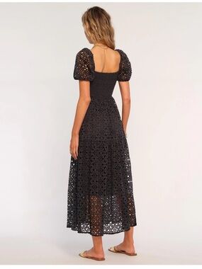 SOLDLuisa Heartloom Sarella Black Eyelet Midi Dress